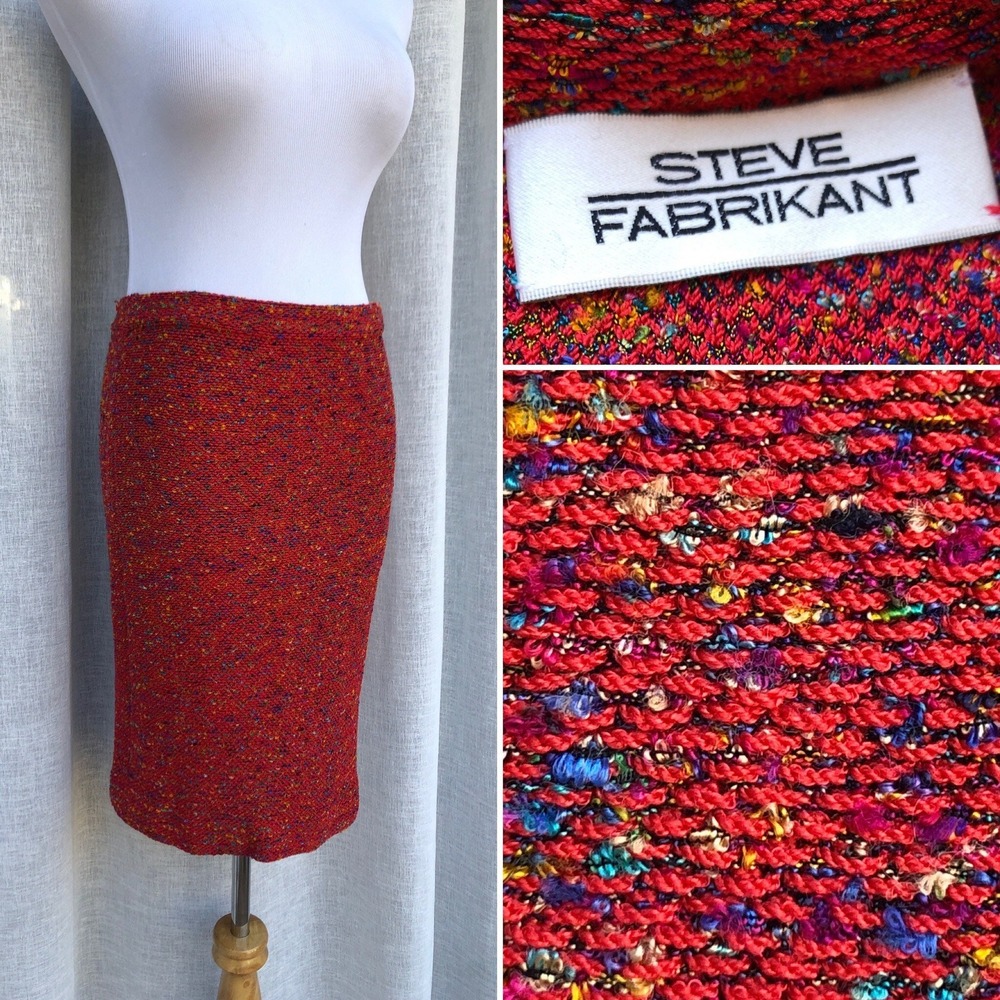 Steve Fabrikant red melange knitted mini skirt